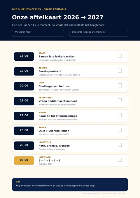 Preview van Aftelkaart 2026 → 2027 printable voor Oud en Nieuw